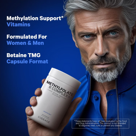 Codeage Methylfolate B Complex, Forma Bioactiva B Complex Pentru Energie, Metabolism Si Sanatate Celulara, 120 Cps [9]