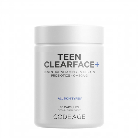 Sistem imunitar - Codeage Teen Clearface Daily Multivitamin & Minerals, Complex de Multivitamine pentru Adolescenti pentru Ten Sanatos, 60 cps