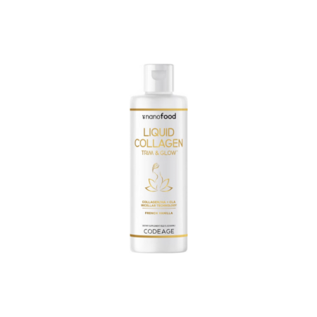 Suplimente alimentare - Codeage Trim & Glow, Formula Inovatoare Pentru Gestionarea Greutatii Si Frumusetea Pielii Cu Aroma De Vanilie Frantuzeasca, 450 Ml