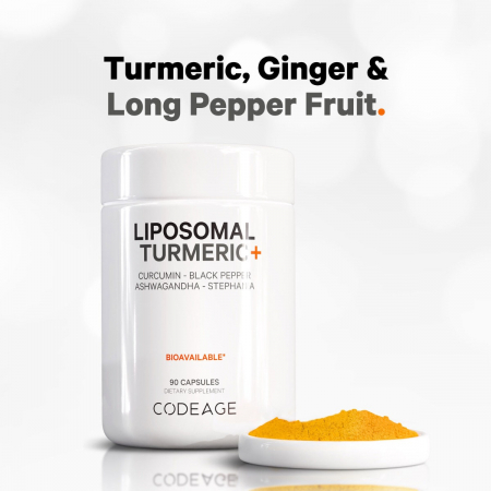 Codeage  Turmeric Lipozomal Fermentat + Piper Negru,  Curcumin Si Ghimbir, 90 Cps [4]