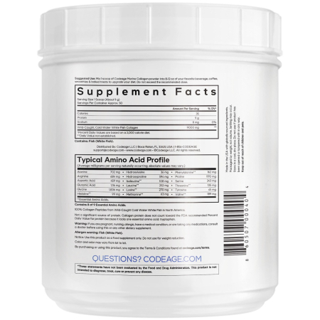 Codeage Wild-caught Marine Hydrolyzed Collagen Peptides Powder Type I And Iii, Colagen Marin Din Pesti Salbatici Tip I Si Iii, 450 G [2]
