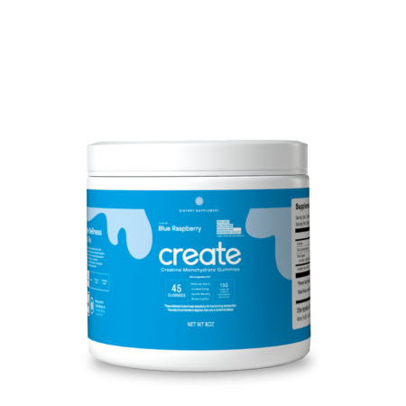 Suplimente alimentare - Create Wellness Creatine Monohydrate Gummies, Creatina Monohidrata Cu Aroma De Blue Raspberry, 45 Jeleuri