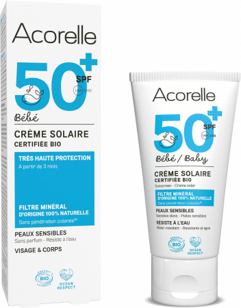 Solare - Crema BIO protectie solara pentru bebelusi SPF50, fara parfum Acorelle