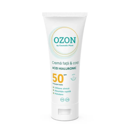Cosmetice - Cremă pentru față și corp cu acid hialuronic SPF 50, 100 ml, Cosmetic Plant - protecție UVA/UVB și hidratare
