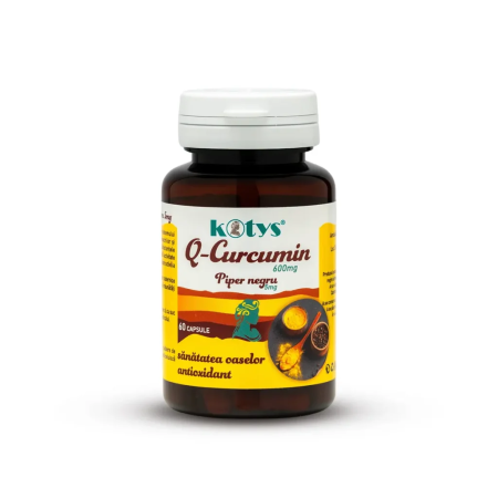 Articulații - Curcumin Kotys cu 600 mg pulbere de turmeric și 5 mg piper negru, 60 capsule – susținerea mobilității și protecției antioxidante