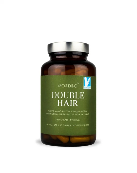 Protocoale - recomandari farmacist - Double Hair (Complex de Biotina) NORDBO - Regenerare Par - Vegan - 60 capsule
