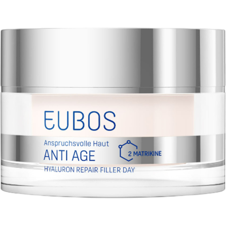 Creme pentru ochi - EUBOS Anti Age Hyaluron Repair Filler Day – Cremă de zi anti-age cu acid hialuronic triplu, niacinamidă, Q10 și peptide