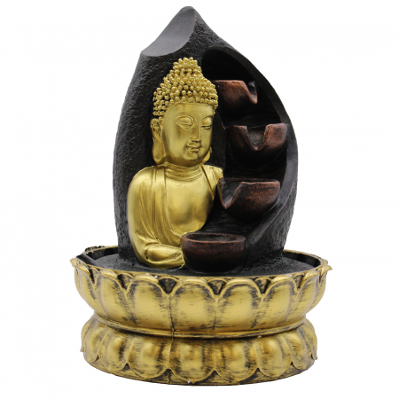Suplimente alimentare - Fantana Arteziana - 30cm - Buddha Auriu si Vase de Turnare
