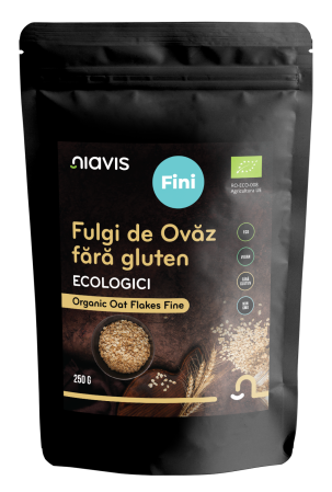 Pulberi organice - Fulgi de Ovaz Ecologici Fini fara Gluten 250g Niavis