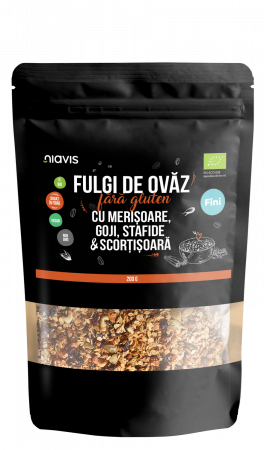 Superalimente/Condimente - FULGI DE OVAZ FINI FARA GLUTEN CU MERISOARE, GOJI, STAFIDE SI SCORTISOARA ECOLOGICI BIO 200G