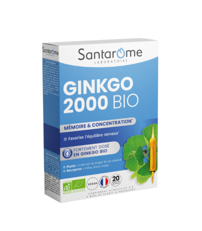 Concentrare & memorie - Ginkgo BIO 2000 x 20 fiole Santarome
