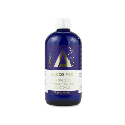 Suplimente alimentare - Gluco Mix, sinergie de aur, argint, crom si vanadiu coloidal 15ppm (armonizarea metabolica.)
