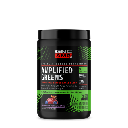 Suplimente alimentare - Gnc Amp Amplified Greens Superfoods Performance Blend, Ameste De Super Alimente Verzi Cu Aroma De Afine Si Rodie, 280.2 G