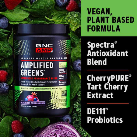 Gnc Amp Amplified Greens Superfoods Performance Blend, Ameste De Super Alimente Verzi Cu Aroma De Limonada Racoritoare, 282.6 G [5]
