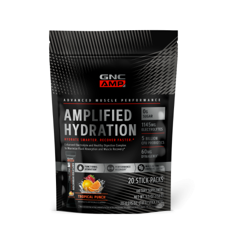 Suplimente alimentare - Gnc Amp Amplified Hydration, Electroliti Cu Aroma De Fructe Tropicale, 20 De Plicuri, 152 G