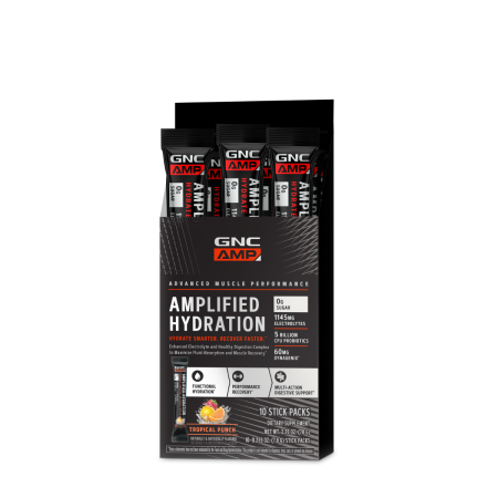 Gnc Amp Amplified Hydration, Electroliti Cu Aroma De Fructe Tropicale,  7.63 G [1]