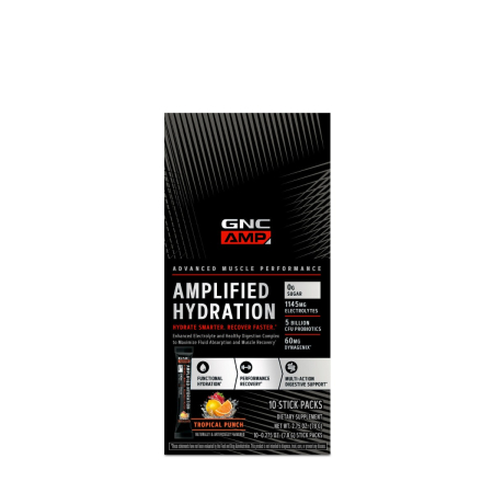 Gnc Amp Amplified Hydration, Electroliti Cu Aroma De Fructe Tropicale,  7.63 G [3]
