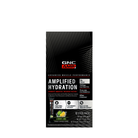 Gnc Amp Amplified Hydration, Electroliti Cu Aroma De Lamaie Si Lime, 7.63 G [2]