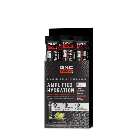 Gnc Amp Amplified Hydration, Electroliti Cu Aroma De Lamaie Si Lime, 7.63 G [1]
