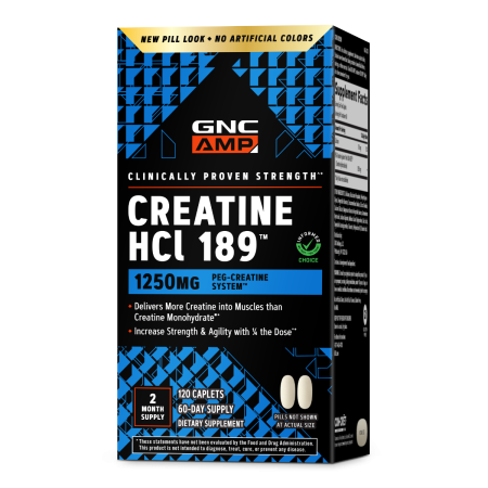 Performanta sportiva - Gnc Amp Creatine Hcl 189, Creatina Hidroclorid Cu Administrare Si Absorbtie Rapida, 120 Tb