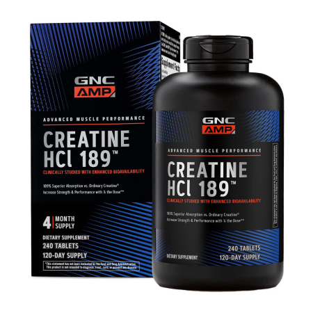 Suplimente alimentare - Gnc Amp Creatine Hcl 189, Creatina Hidroclorid Cu Administrare Si Absorbtie Rapida, 240 Tb