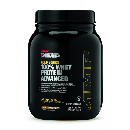 Suplimente alimentare - Gnc Amp Gold Series 100% Whey Protein Advanced, Proteina Din Zer, Cu Aroma De Ciocolata, 930 G