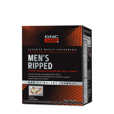 Suplimente alimentare - Gnc Amp Men's Ripped Vitapak Complex De Multivitamine Pentru Barbati- Non Stimulant, 30 Pachetele 