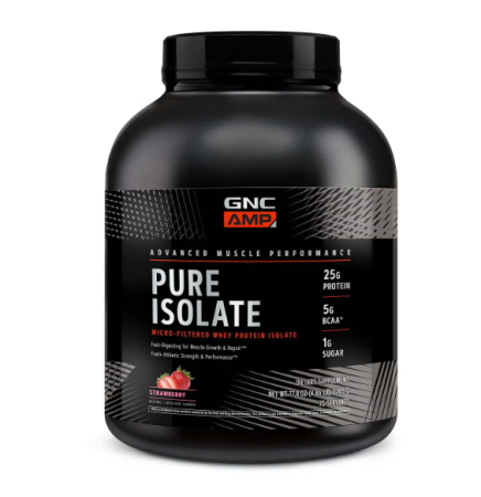 Suplimente alimentare - Gnc Amp Pure Isolate, Proteina Izolata Din Zer, Cu Aroma De Capsuni, 2205 G