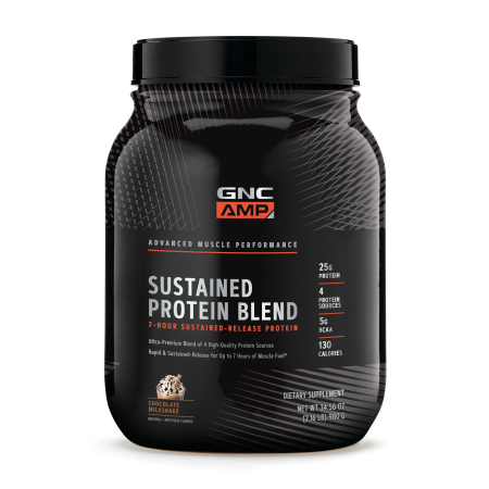 Suplimente alimentare - Gnc Amp Sustained Protein Blend, Amestec Proteic, Cu Aroma De Milkshake De Ciocolata, 980 G