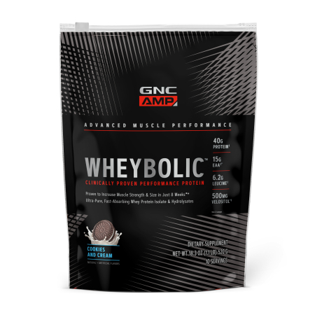 Suplimente alimentare - Gnc Amp Wheybolic, Proteina Din Zer, Cu Aroma De Biscuiti Cu Crema, 520 G