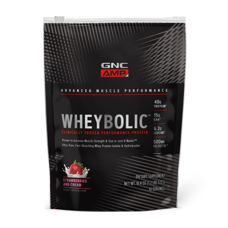 Suplimente alimentare - Gnc Amp Wheybolic, Proteina Din Zer, Cu Aroma De Capsuni, 522 G