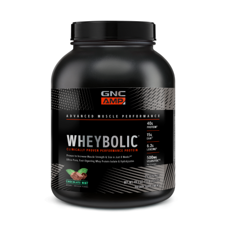 Suplimente alimentare - Gnc Amp Wheybolic, Proteina Din Zer, Cu Aroma De Ciocolata Cu Menta, 1375 G