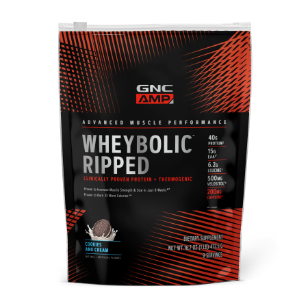Suplimente alimentare - Gnc Amp Wheybolic Ripped, Proteina Din Zer, Cu Aroma De Biscuiti Cu Crema, 472.5 G 