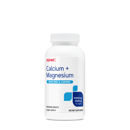 Suplimente alimentare - Gnc Calciu 1000 Mg Magneziu 400 Mg With Zinc & Cooper, Formula Premium De Calciu, Magneziu, Zinc Si Cupru, 90 Cps