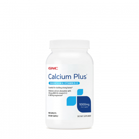 Capsule/comprimate/siropuri - Gnc Calcium Plus Magnesium & Vitamin D-3 1000 Mg, Calciu Cu Magneziu Si Vitamina D-3, 180 Tb