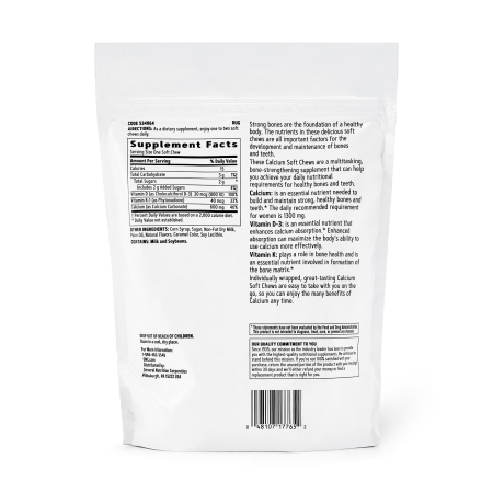 Gnc Calcium Soft Chews 600 Mg, Calciu Caramele, Cu Aroma Naturala De Caramel, 60 Caramele [1]