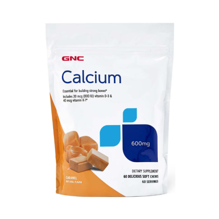 Afectiuni Frecvente - Gnc Calcium Soft Chews 600 Mg, Calciu Caramele, Cu Aroma Naturala De Caramel, 60 Caramele