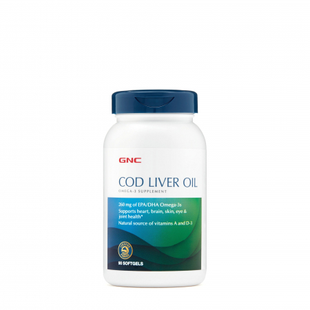 Capsule/comprimate/siropuri - Gnc Cod Liver Oil, Ulei Triplu Din Ficat De Cod, 90 Cps