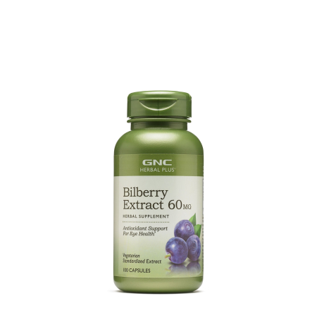 Suplimente alimentare - Gnc Herbal Plus Bilberry Extract 60 Mg, Extract Standardizat Din Afine, 100 Cps