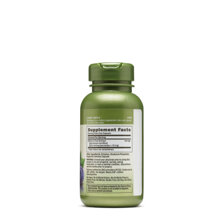 Gnc Herbal Plus Bilberry Extract 60 Mg, Extract Standardizat Din Afine, 100 Cps [1]