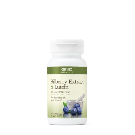 Suplimente alimentare - Gnc Herbal Plus Bilberry Extract & Lutein, Extract De Afine Si Luteina, 30 Cps