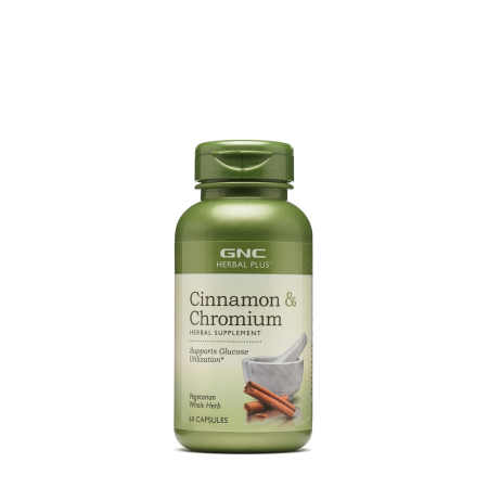 Colesterol & tensiune - Gnc Herbal Plus Cinnamon & Chromium, Extract Standardizat De Scortisoara Si Crom, 60 Cps