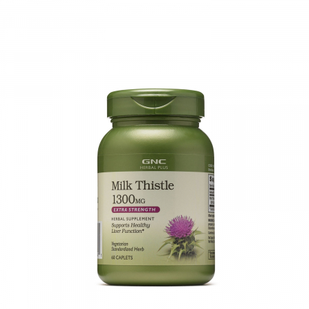 Capsule/comprimate/siropuri - Gnc Herbal Plus Milk Thistle 1300 Mg, Extract Standardizat De Silimarina, 60 Tb