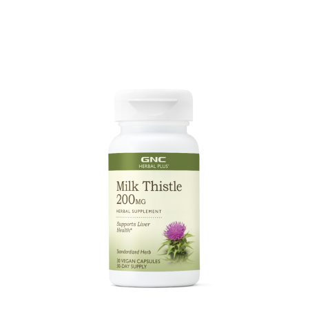 Suplimente alimentare - Gnc Herbal Plus Milk Thistle 200 Mg, Silimarina, 30 Cps