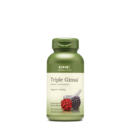 Suplimente alimentare - Gnc Herbal Plus Triple Ginsa, Extract Standardizat Din 3 Tipuri De Ginseng, 100 Cps