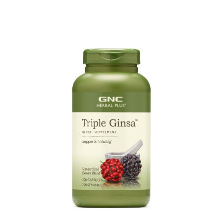 Suplimente alimentare - Gnc Herbal Plus Triple Ginsa, Extract Standardizat Din 3 Tipuri De Ginseng, 200 Cps