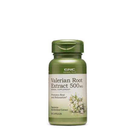 Capsule/comprimate/siropuri - Gnc Herbal Plus Valerian Root 500 Mg, Extract Standardizat Din Radacina De Valeriana, 50 Cps