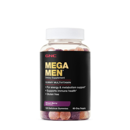 Suplimente alimentare - Gnc Mega Men Gummy Multivitamin, Multivitamine Jeleuri Pentru Barbati Cu Aroma Naturala De Fructe De Padure, 120 Jeleuri