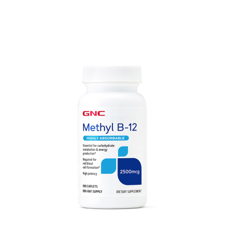 Suplimente alimentare - Gnc Methyl B-12 2500mcg, Vitamina B-12 Metilcobalamina, 100 Tb