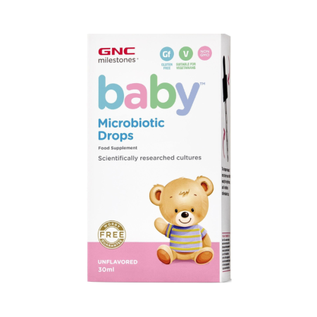 Sănătatea copiilor - Gnc Milestones Baby Microbiotic Drops, Probiotic Picaturi Pentru Bebelusi, 30 Ml